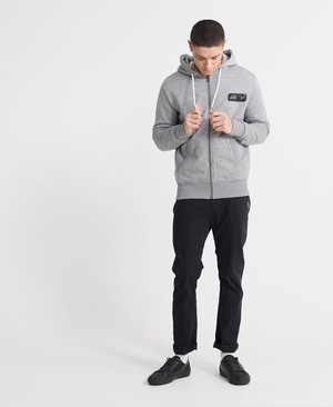 Superdry Core Logo Black Out Cipzár Férfi Kapucnis Pulóver Szürke | CUIKZ3127